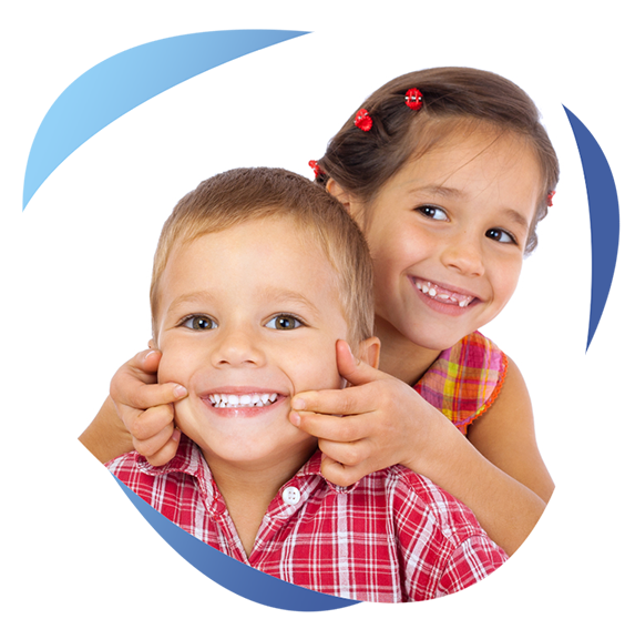 Photo of 2 kids smiling - a boy and a girl